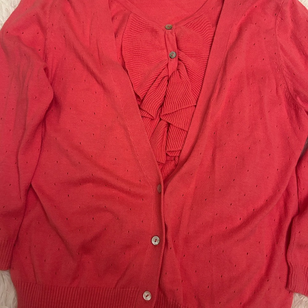 Joseph Pink Ruffle Front Cardigan - Picture 13 of 14